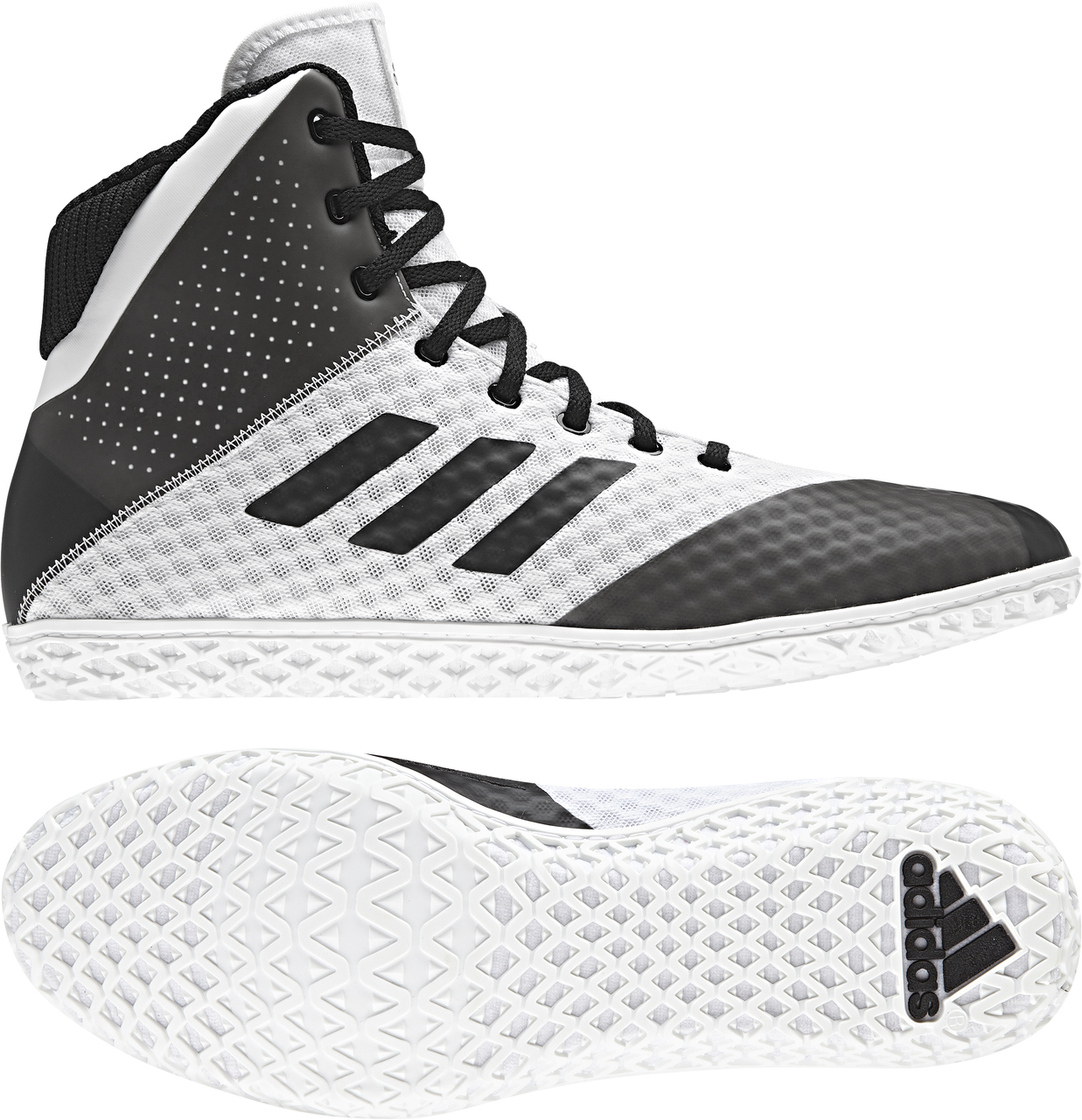adidas Mat Wizard 4 Wrestling Shoe, color: White/Black - Click Image to Close